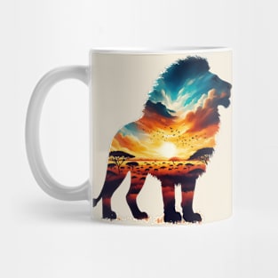 Zambia lion silhouette savannah abstract style Mug